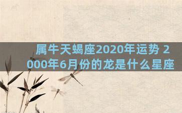 属牛天蝎座2020年运势 2000年6月份的龙是什么星座